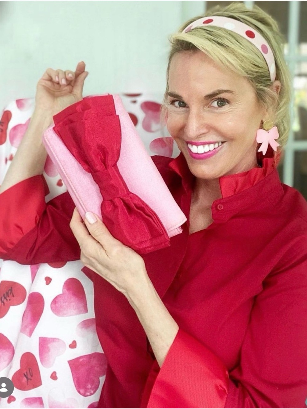 Pearly Vine Red Barbara Ann Ribbon Trim Shirt SzM NWT